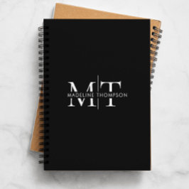 Moderne Typografie Monogram Black Notizblock