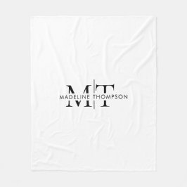 Moderne Typografie Monogramm Schwarz-weiß Fleecedecke