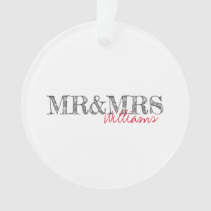 Moderne Typografie Mr.&Mrs. Name Wedding Date Ornament