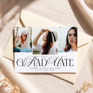 Moderne Typografie Multi-Foto Elegante Abschlussfe Einladung