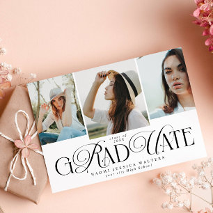 Moderne Typografie Multi-Foto Elegante Abschlussfe Einladung