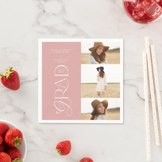 Moderne Typografie-Multi-Foto-Graduierte willkomme Serviette (Beispiel)