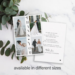 Moderne Typografie Multi-Foto Hochzeit danke Mitteilungskarte