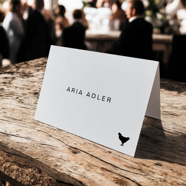 Moderne Typografie Name Chicken Wedding Platzkarte Tischnummer (Modern Typography Name Chicken Wedding Place Cards)