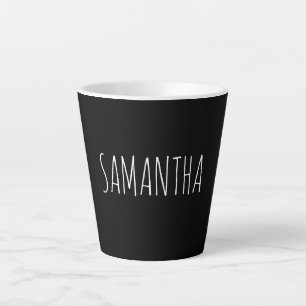 Moderne Typografie Name weiß auf schwarz Milchtasse