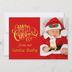 Moderne Typografie New Baby Christmas Holiday Foto Feiertagskarte