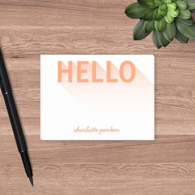 Moderne Typografie Orange Hello Post-it Klebezettel (Von Creator hochgeladen)