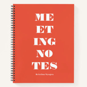 Moderne Typografie Orange Meeting Notes Notizbuch