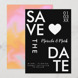 Moderne Typografie Orange Rosa Save The Dates Kart Karte