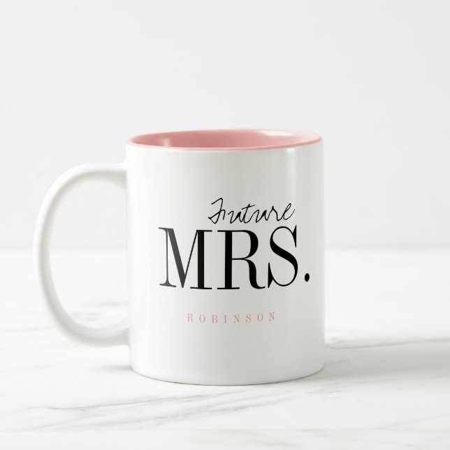 Moderne Typografie Personalisiert Future Frau Tass Zweifarbige Tasse (Links)
