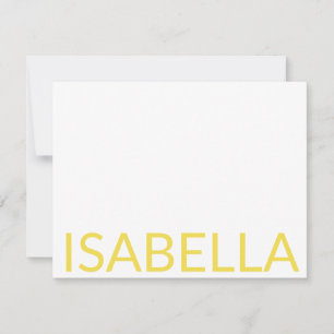 Moderne Typografie Personalisierter gelber Name Mitteilungskarte