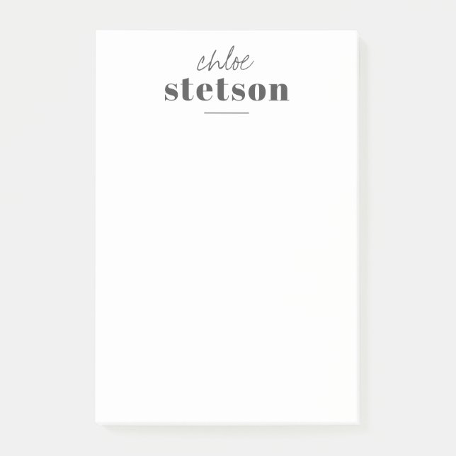 Moderne Typografie - Personalisierter Name Post-it Klebezettel (Vorderseite)