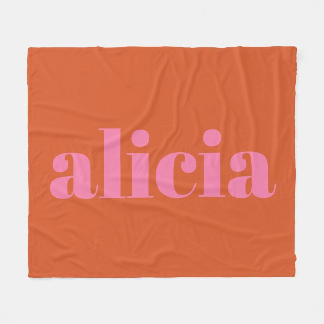 Moderne Typografie - Personalisierter Name | Rosa  Fleecedecke (Vorderseite (Horizontal))