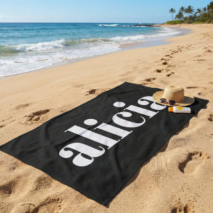 Moderne Typografie Personalisierter Name Schwarz W Strandtuch