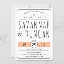 Moderne Typografie Pfirsich-Hochzeit abgerundet