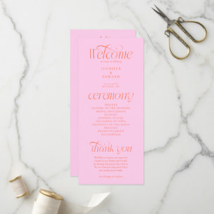 Moderne Typografie Pink Orange Hochzeitsprogramm Programm