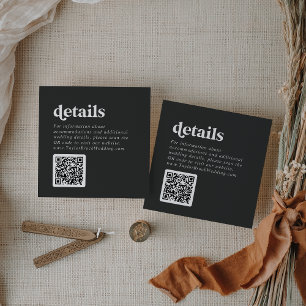 Moderne Typografie QR Code Hochzeitsdetails Begleitkarte