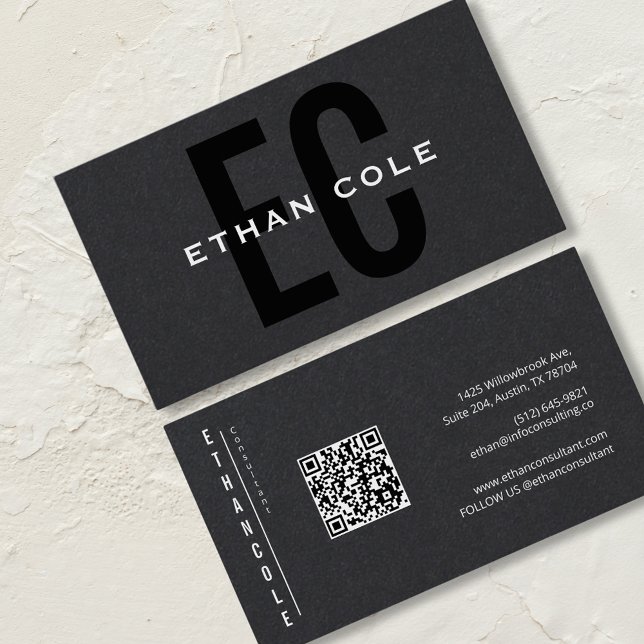 Moderne Typografie QR-Code Schwarz Beruflich Visitenkarte (Von Creator hochgeladen)