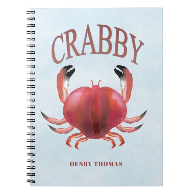 Moderne Typografie Red Crabby Crab Nautic Niedlich Notizblock (Vorderseite)