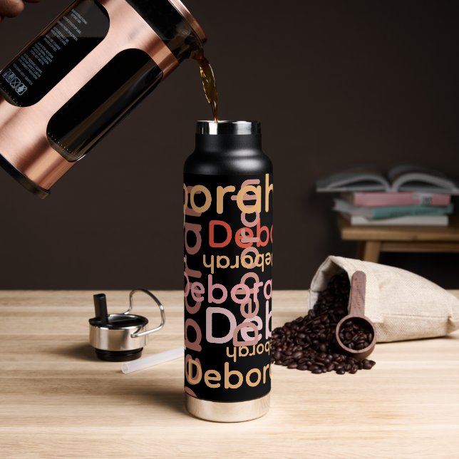 Moderne Typografie rosa Namen schwarz Trinkflasche (Kaffee)