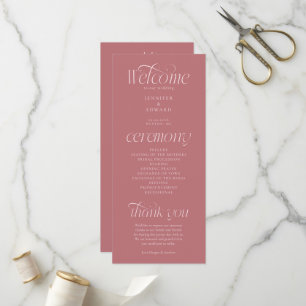 Moderne Typografie Rosé Hochzeitsprogramm Programm
