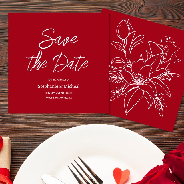 Moderne Typografie - Rote Rose Save The Date (Von Creator hochgeladen)
