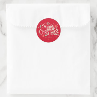 Moderne Typografie Roter Frohe Weihnachten Runder Aufkleber
