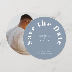 Moderne Typografie rund Circle Dusty Blue Save The Date