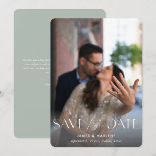 Moderne Typografie Sage Foto QR-Code Hochzeit Save The Date