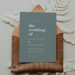 Moderne Typografie   Sage Green die Hochzeit von Einladung