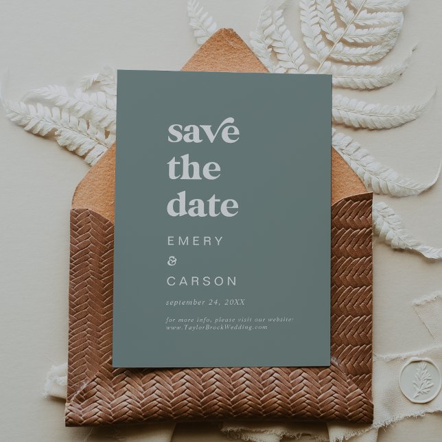 Moderne Typografie | Sage Green Save the Date (Von Creator hochgeladen)