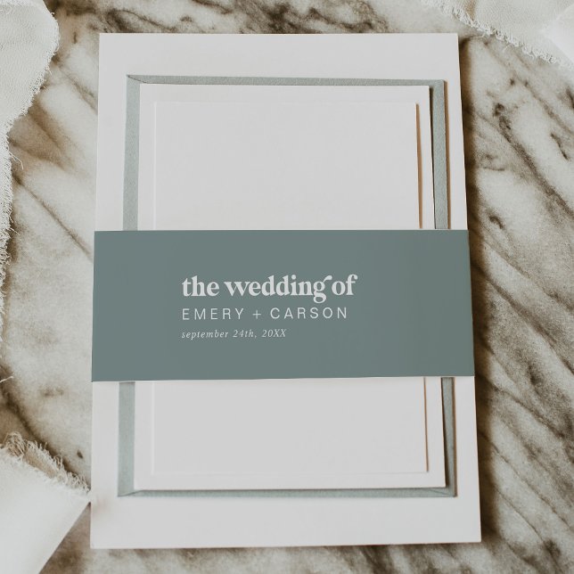 Moderne Typografie | Sage Green Wedding Einladungsbanderole (Von Creator hochgeladen)