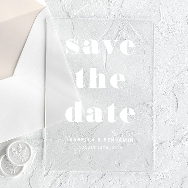 Moderne Typografie Save the Date Acryleinladungen (Modern Typography Save The Date Acrylic Invitations)