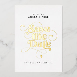 Moderne Typografie Save the Date Echtgold Folieneinladung