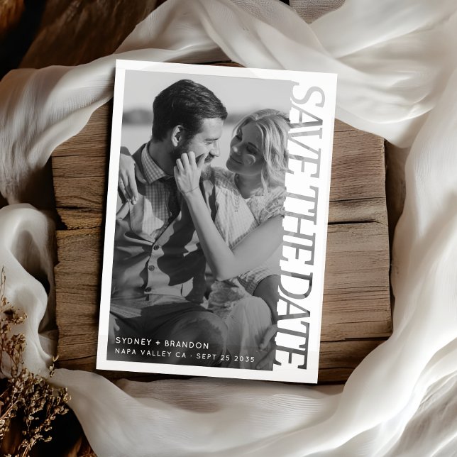 Moderne Typografie Save the Date Foto Hochzeit  (Von Creator hochgeladen)