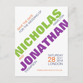 Moderne Typografie Save the Date Postkarte