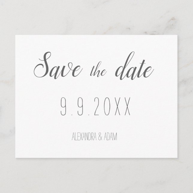 Moderne Typografie Save the Date Postkarten (Vorderseite)