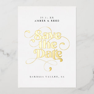 Moderne Typografie Save the Date Real Gold Folieneinladung