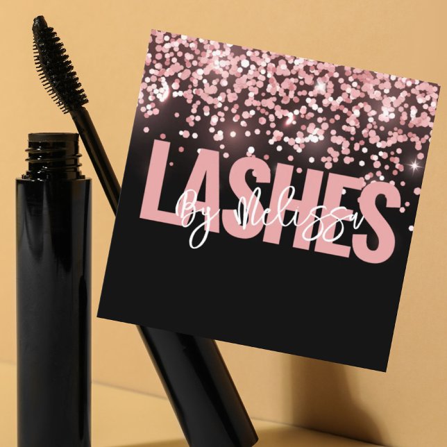 Moderne Typografie Schönheit Makeup Artist Lashes Quadratische Visitenkarte (Modern Typography Beauty Makeup Artist Lashes Square Business Card)
