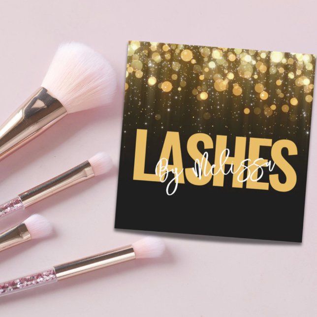 Moderne Typografie Schönheit Makeup Artist Lashes Quadratische Visitenkarte (Modern Typography Beauty Makeup Artist Lashes Square Business Card)