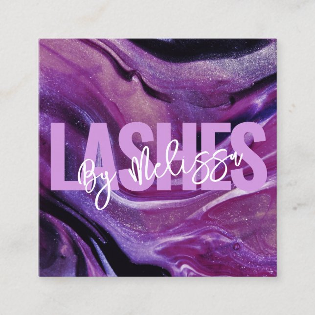 Moderne Typografie Schönheit Makeup Artist Lashes Quadratische Visitenkarte (Vorderseite)