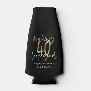 Moderne Typografie Schwarz und Gold 40. Geburtstag Flaschenkühler