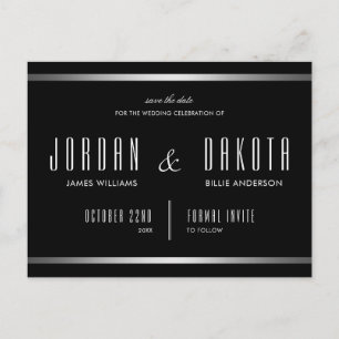 Moderne Typografie Schwarz und Silber Save the D Ankündigungspostkarte