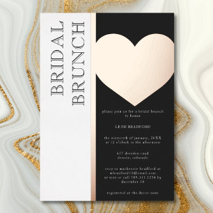 Moderne Typografie Schwarz-Weiß-Braut-Brunch Folieneinladung