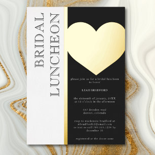 Moderne Typografie Schwarz-weiß Bridal Luncheon Folieneinladung