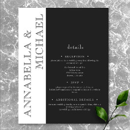 Moderne Typografie Schwarz-weiß Hochzeit Begleitkarte