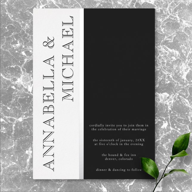 Moderne Typografie Schwarz-weiß Hochzeit Folieneinladung (Modern Typography Black White Wedding Foil Invitation)