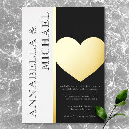 Moderne Typografie Schwarz-weiß Hochzeit Folieneinladung