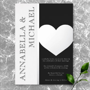 Moderne Typografie Schwarz-weiß Hochzeit Folieneinladung