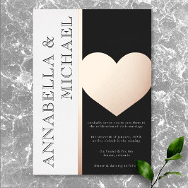 Moderne Typografie Schwarz-weiß Hochzeit Folieneinladung
